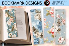 Winter Flowers PNG Bookmark Sublimation Designs Product Image 1