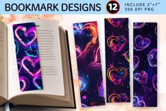 Galaxy Neon Graffiti Hearts PNG Bookmark Sublimation Des Product Image 1