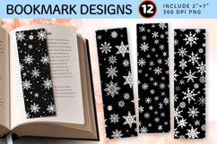 Black &amp; White Snowflakes PNG Bookmark Sublimation Designs Product Image 1