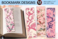 Pink Chinoiseries PNG Bookmark Sublimation Designs Product Image 1
