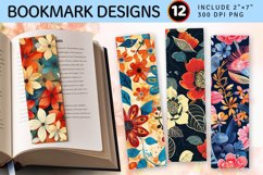 Batik Flowers Garden PNG Bookmark Sublimation Designs Product Image 1