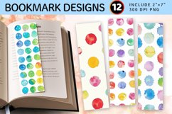 Watercolor Rainbow Polka Dot PNG Bookmark Sublimation Design Product Image 1
