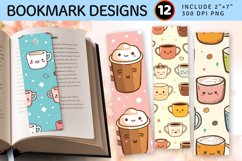 Kawaii Coffee Mug PNG Bookmark Sublimation Design Product Image 1