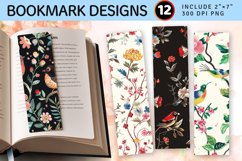 Floral Birds Embroidery PNG Bookmark Sublimation Designs Product Image 1
