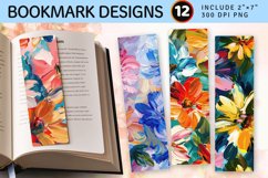 Abstract Oil Paint Flowers PNG Bookmark Sublimation Designs Product Image 1