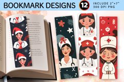 Merry Nurse Christmas PNG Bookmark Sublimation Design Product Image 1