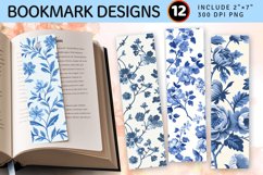 French Cottage core Blue Floral PNG Bookmark Sublimation Des Product Image 1