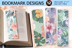 Pastel Tropical Flowers PNG Bookmark Sublimation Designs Product Image 1