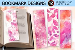 Pink Watercolor PNG Bookmark Sublimation Design Product Image 1