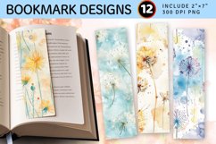 Watercolor Dandelions PNG Bookmark Sublimation Designs Product Image 1
