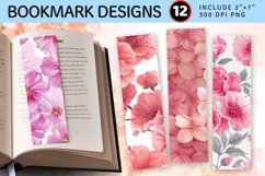 Pretty Pink Flowers PNG Bookmark Sublimation Designs Product Image 1