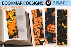 Halloween Pumpkin &amp; bat PNG Bookmark Sublimation Design Product Image 1