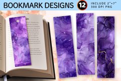Purple Alcohol Ink PNG Bookmark Sublimation Design Product Image 1