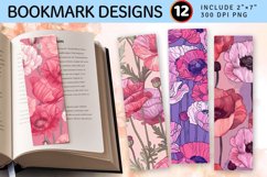 Pink Poppy Garden PNG Bookmark Sublimation Design Product Image 1