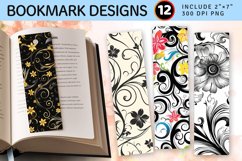 Swirling Flowers PNG Bookmark Sublimation Design Product Image 1