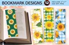 Gingham Sunflower PNG Bookmark Sublimation Design Product Image 1