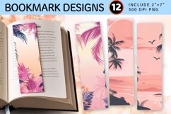 Pink Tropical Island PNG Bookmark Sublimation Designs Product Image 1
