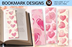 Pastel Pink Hearts PNG Bookmark Sublimation Designs Product Image 1