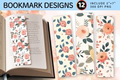 Cute Boho Roses PNG Bookmark Sublimation Designs Product Image 1