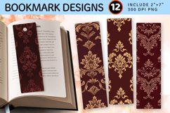 Victorian Maroon Elegance PNG Bookmark Sublimation Design Product Image 1