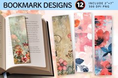 Mixed Media Floral PNG Bookmark Sublimation Designs Product Image 1