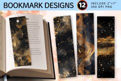 Gold Galaxy Night PNG Bookmark Sublimation Designs Product Image 1