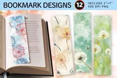 Watercolor Dandelions PNG Bookmark Sublimation Designs Product Image 1