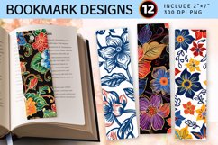 Batik Fabric Flowers Printable PNG Bookmark Sublimation Desi Product Image 1