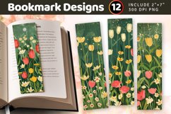Spring Flower Garden PNG Bookmark Sublimation Designs Product Image 1