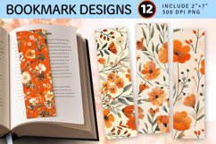 Orange Botanical Flowers PNG Bookmark Sublimation Designs Product Image 1