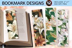 Elegant Lilies Flowers PNG Bookmark Sublimation Designs Product Image 1