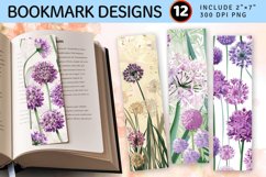 Allium Flowers Garden PNG Bookmark Sublimation Designs Product Image 1