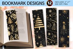 Festive Christmas Gold PNG Bookmark Sublimation Design Product Image 1