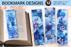 Blue Orchid Flowers PNG Bookmark Sublimation Designs Product Image 1