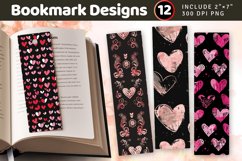 Black and Pink Valentines Day PNG Bookmark Sublimation Desig Product Image 1