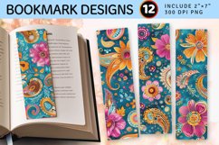 Boho Floral Paisley PNG Bookmark Sublimation Designs Product Image 1