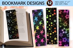Glitter Neon Stars PNG Bookmark Sublimation Des Product Image 1
