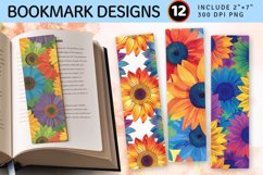 Rainbow Sunflowers PNG Bookmark Sublimation Designs Product Image 1