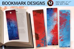 Red &amp; Blue Grunge PNG Bookmark Sublimation Designs Product Image 1