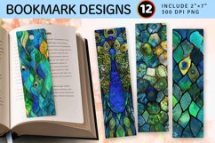 Peacock Stained Glass PNG Bookmark Sublimation Design Product Image 1