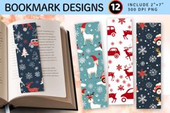 Reindeer santa cars Snowflakes Christmas PNG Bookmark Sublim Product Image 1