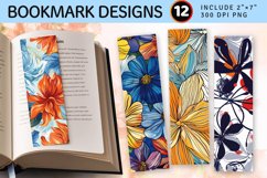 Abstract Flowers PNG Bookmark Sublimation Design Product Image 1