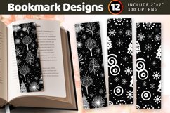 Black &amp; White Holiday PNG Bookmark Sublimation Designs Product Image 1
