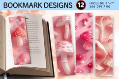 Pink 3D Mushrooms PNG Bookmark Sublimation Designs Product Image 1