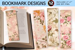 Pink Vintage Flowers PNG Bookmark Sublimation Designs Product Image 1