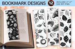 Black &amp; White Autumn PNG Bookmark Sublimation Designs Product Image 1