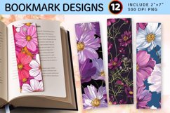 Cosmos Flowers PNG Bookmark Sublimation Designs Product Image 1