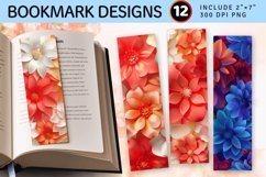 3D Inflated Puff Flowers PNG Bookmark Sublimation Designs Product Image 1
