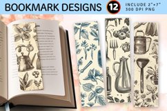 Vintage Gardening Sketchnote PNG Bookmark Sublimation Design Product Image 1