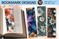 3D Boho Flowers PNG Bookmark Sublimation Des Product Image 1